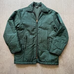 Vintage 70's Bonner Manufacturing Trojan Green Zip Up Puffer Parka Jacket Sz M